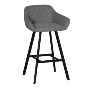 Zoom Sgabello Mey in tessuto Nordic 16 grigio cenere con gambe in metallo nere