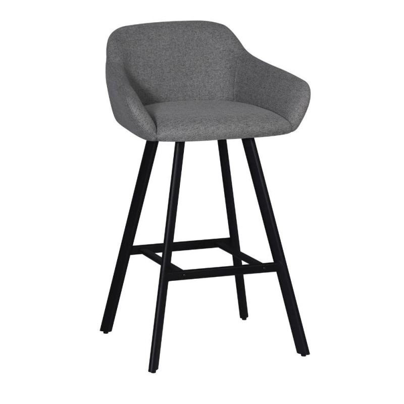 Sgabello Mey tessuto grigio cenere gambe metallo nere moderno