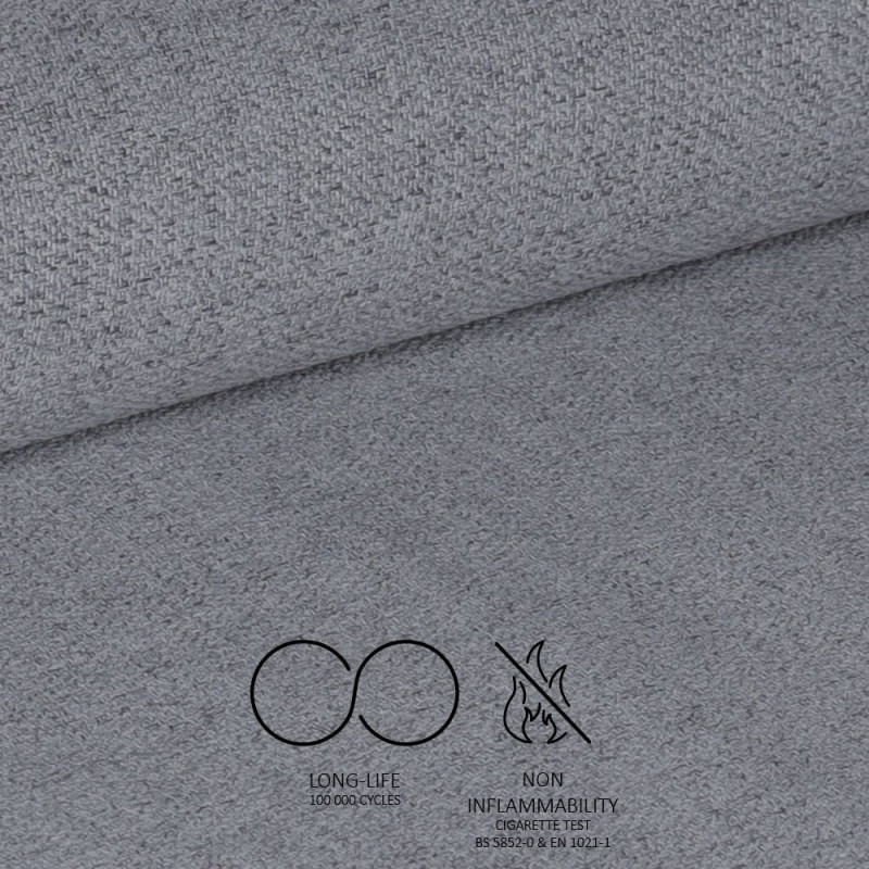 Sgabello Mey tessuto grigio cenere gambe metallo nere moderno