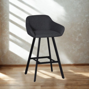 Sgabello Mey tessuto grigio scuro gambe metallo nere moderno