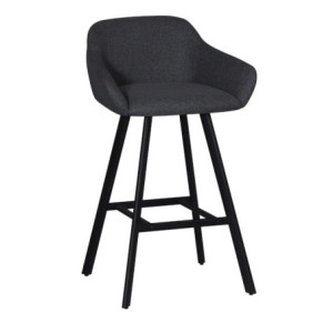 Zoom Sgabello Mey in tessuto Nordic 18 grigio scuro con gambe in metallo nere