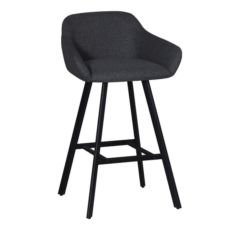 Sgabello Mey tessuto grigio scuro gambe metallo nere moderno