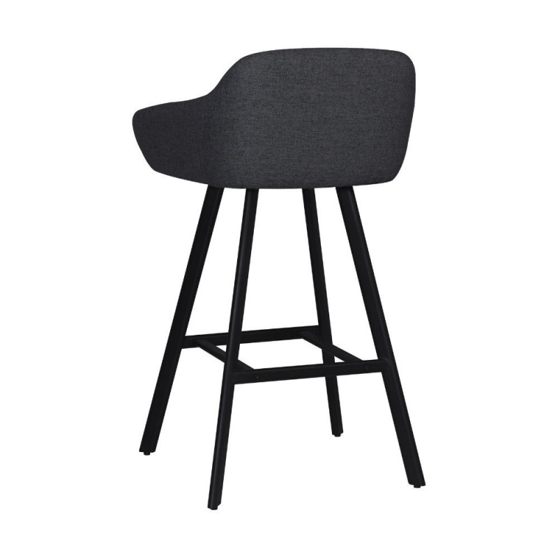 Sgabello Mey tessuto grigio scuro gambe metallo nere moderno