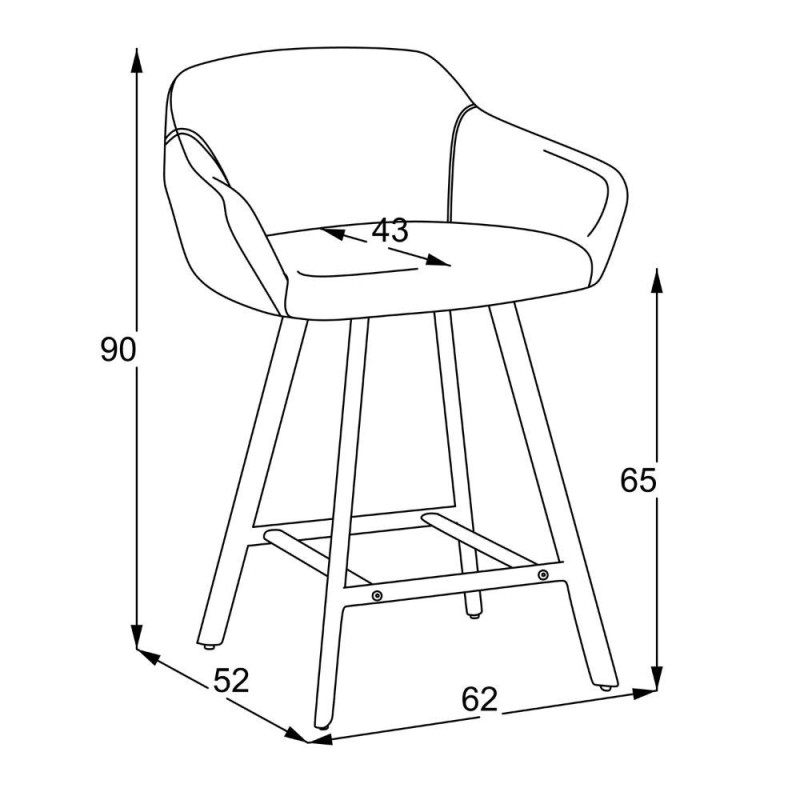 Sgabello Mey tessuto grigio scuro gambe metallo nere moderno