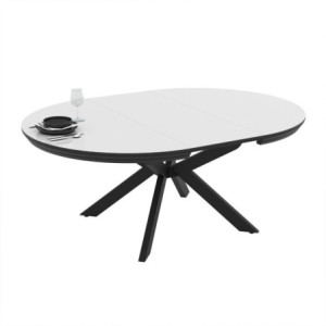 Zoom Tavolo allungabile Meli con piano bianco lucido con gambe nere