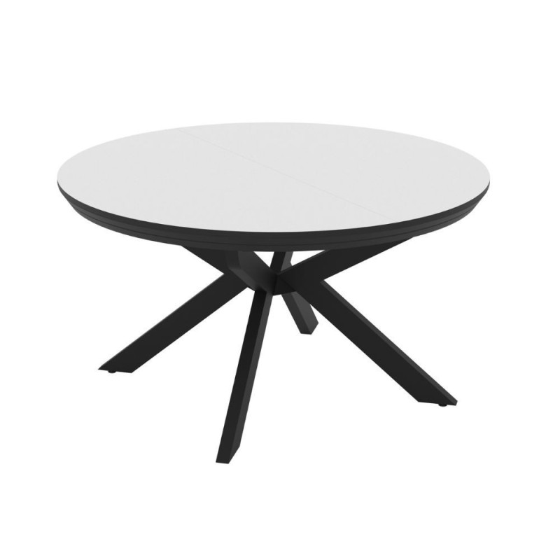 Tavolo allungabile Meli piano bianco lucido gambe nere moderno