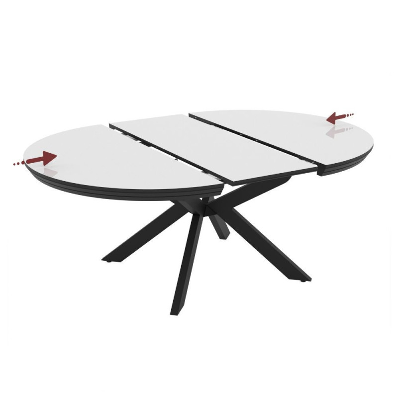 Tavolo allungabile Meli piano bianco lucido gambe nere moderno