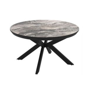 Zoom Tavolo allungabile Meli con piano effetto marmo nero lucido con gambe nere