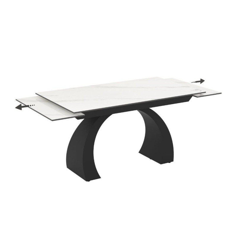 Tavolo allungabile Libra ceramica marmo bianco gambe nere moderno