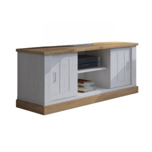 Zoom Porta tv Anthony III con 2 ante scorrevoli e vani a giorno colore rovere wotan e anderson pine stile shabby