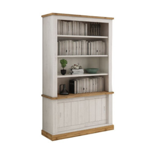 Zoom Libreria Anthony III con 2 ante scorrevoli e 3 ripiani colore rovere wotan e anderson pine stile shabby