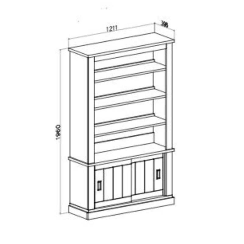 Libreria Anthony III 2 ante scorrevoli 3 ripiani rovere wotan shabby