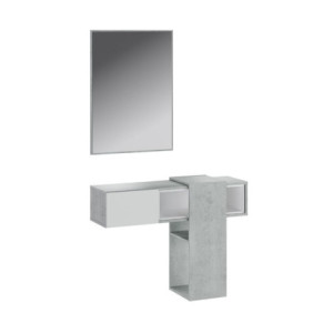 Zoom Mobile ingresso sospeso Mog con specchio colore cemento e bianco