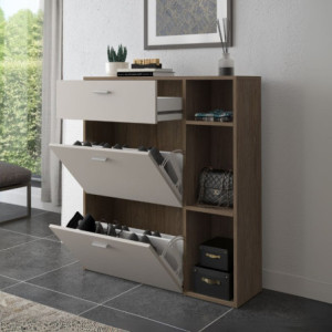 Zoom Scarpiera Takimi con 2 ante a ribalta 1 cassetto colore columella e cashmere