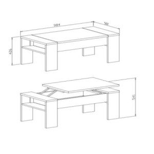 Zoom Tavolino da caffè Tinus con piano sollevabile colore beton rustica