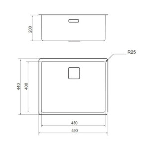 Zoom Lavello sottotop Vasca45 foro quadro inox