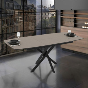 Tavolo allungabile Filis grigio tortora gambe metallo nero moderno
