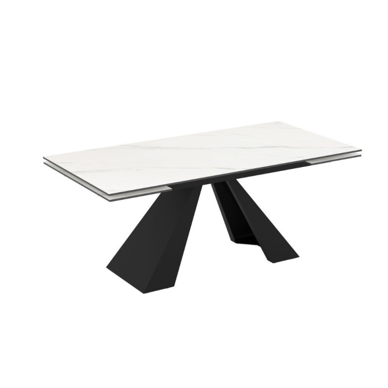 Tavolo allungabile Monza top ceramica marmo bianco gambe nere