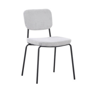 Zoom Set di 4 Sedie Juno in tessuto colore grigio chiaro e struttura in metallo nero