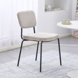 Set 4 sedie Juno tessuto taupe struttura metallo nero moderno