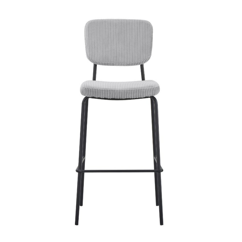 Sgabello Juno tessuto grigio chiaro struttura metallo nero moderno