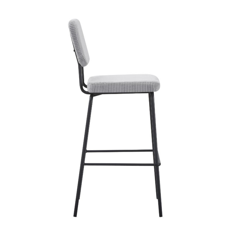 Sgabello Juno tessuto grigio chiaro struttura metallo nero moderno