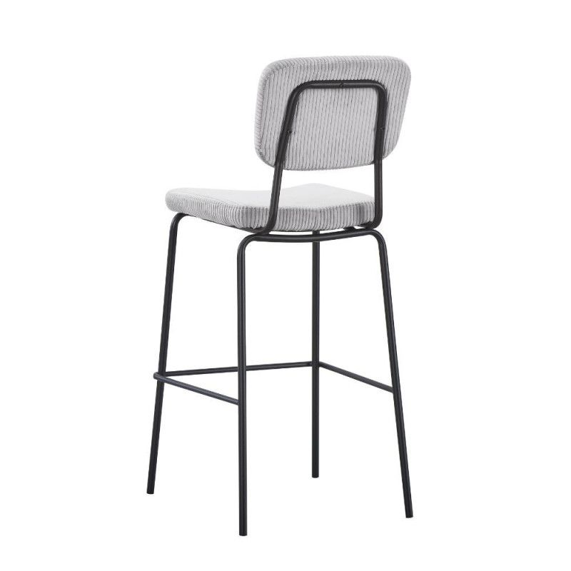 Sgabello Juno tessuto grigio chiaro struttura metallo nero moderno