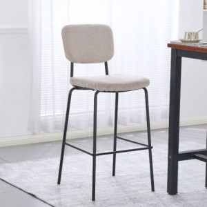 Sgabello Juno tessuto taupe struttura metallo nero moderno