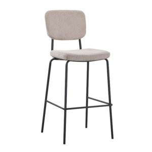 Zoom Sgabello Juno in tessuto colore taupe e struttura in metallo nero