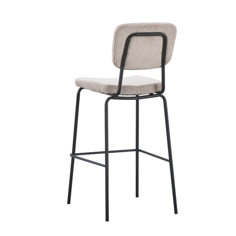 Sgabello Juno tessuto taupe struttura metallo nero moderno