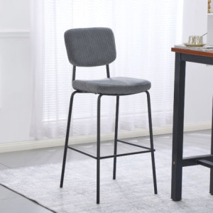 Sgabello Juno tessuto grigio scuro struttura metallo nero moderno