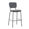 Sgabello Juno tessuto grigio scuro struttura metallo nero moderno