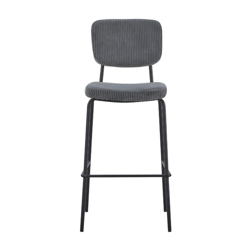 Sgabello Juno tessuto grigio scuro struttura metallo nero moderno