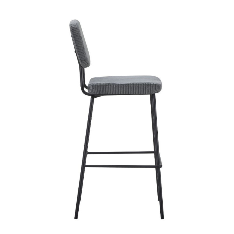 Sgabello Juno tessuto grigio scuro struttura metallo nero moderno