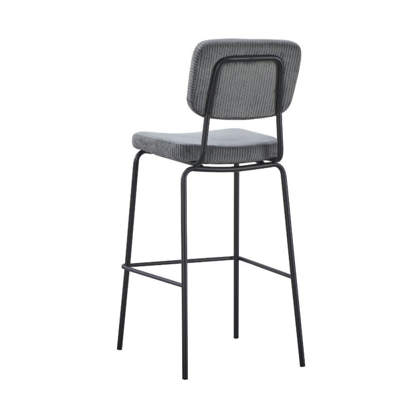 Sgabello Juno tessuto grigio scuro struttura metallo nero moderno