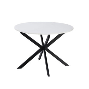 Zoom Tavolo rotondo allungabile Rut con piano colore bianco e gambe in metallo nero