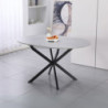 Tavolo rotondo allungabile Rut piano cemento gambe metallo nero