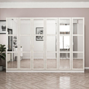 Armadio Kale bianco 6 ante battenti a specchio moderno