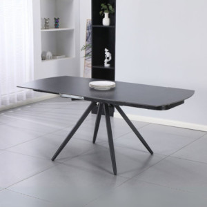 Tavolo girevole allungabile Kitti ceramica nero opaco e metallo