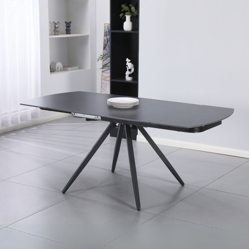 Tavolo girevole allungabile Kitti ceramica nero opaco e metallo