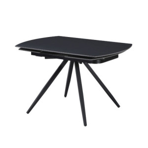 Zoom Tavolo girevole allungabile Kitti con piano in ceramica nero opaco e gambe in metallo nero