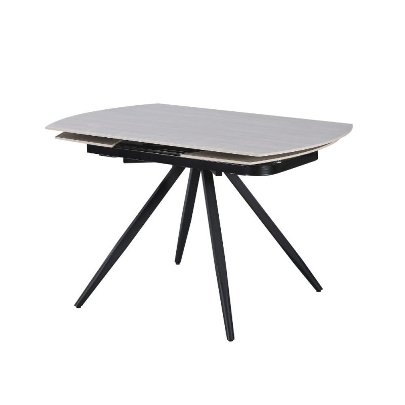 Tavolo girevole allungabile Kitti ceramica larice beige e metallo