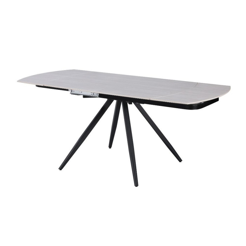 Tavolo girevole allungabile Kitti ceramica larice beige e metallo