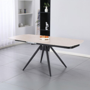 Tavolo girevole allungabile Kitti ceramica marmo travertino nero