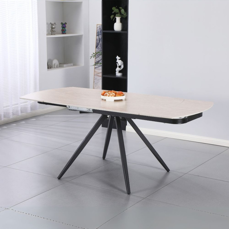 Tavolo girevole allungabile Kitti ceramica marmo travertino nero