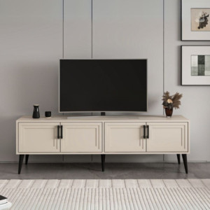 Porta TV Prime 4 ante cashmere maniglie e piedini neri moderno