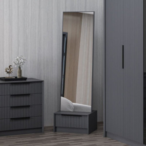 Zoom Specchio con base cassetto Kale colore antracite effetto cannettato