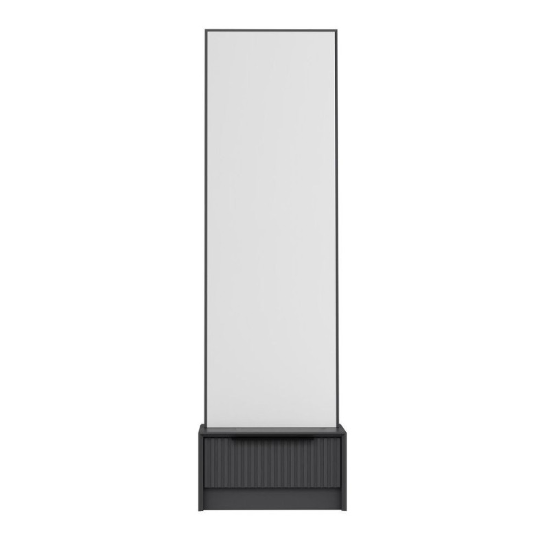 Specchio con base cassetto Kale antracite effetto cannettato