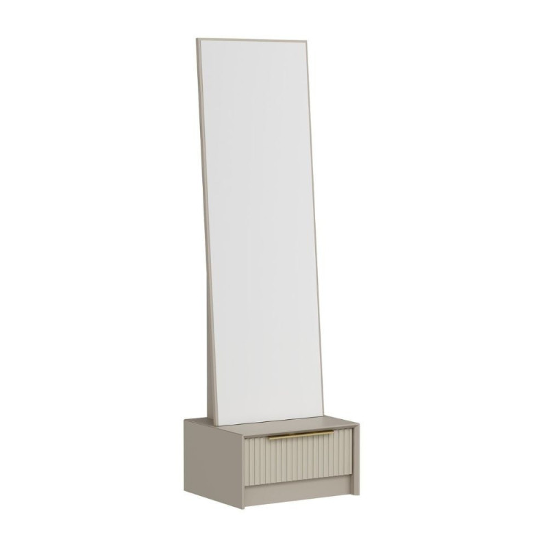 Specchio con base cassetto Kale cashmere effetto cannettato
