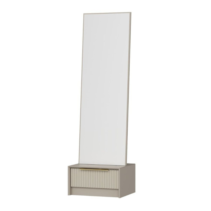 Specchio con base cassetto Kale cashmere effetto cannettato